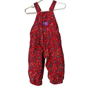 Vtg OshKosh B'Gosh USA floral red romper bubble 18M baby girl cotton blend